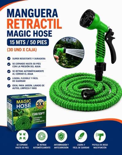 MANGUERA RETRACTIL MAGIC HOSE 15 MTS / 50 PIES