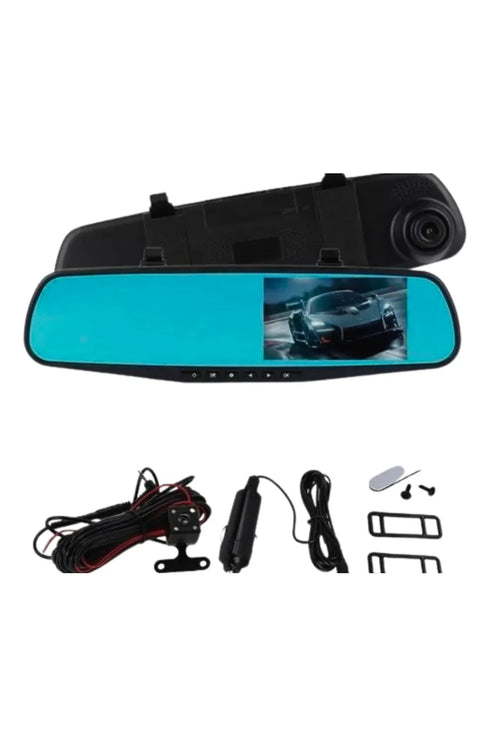 ESPEJO RETROVISOR UNIVERSAL CON 2 CAMARAS TRASERA Y DELANTERA